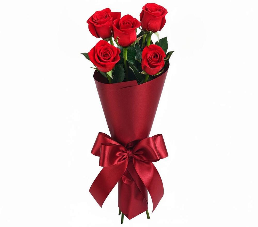 Букет 5 Красных роз Эдлесс Лав в Довольном