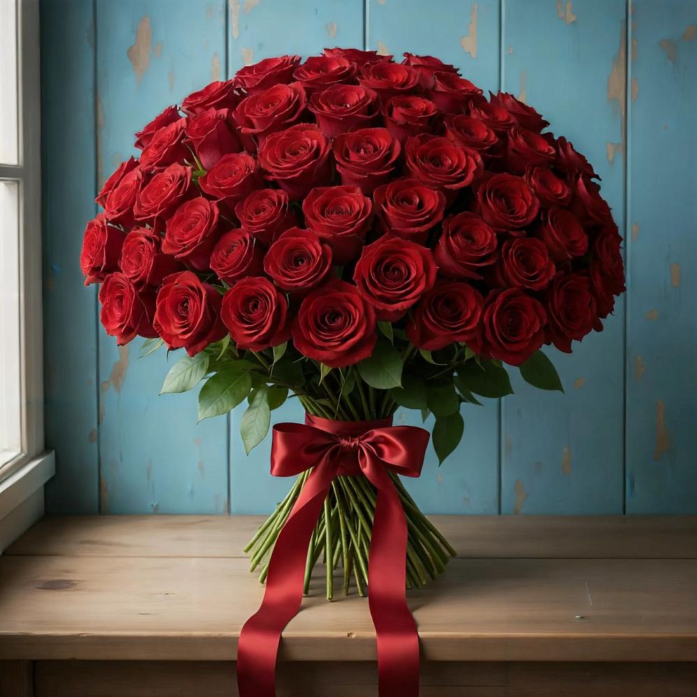 Букет Красные розы Блэк Меджик в Довольном