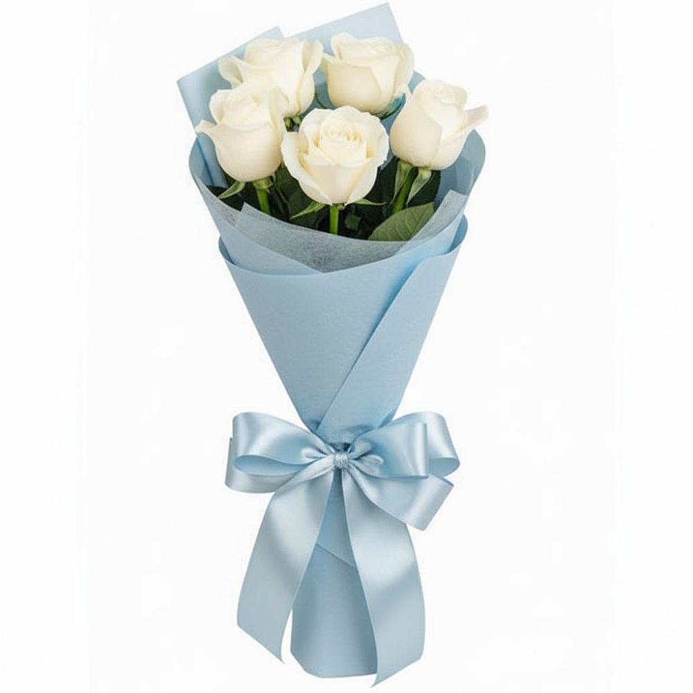 Букет 5 Белых роз Проуд в Довольном