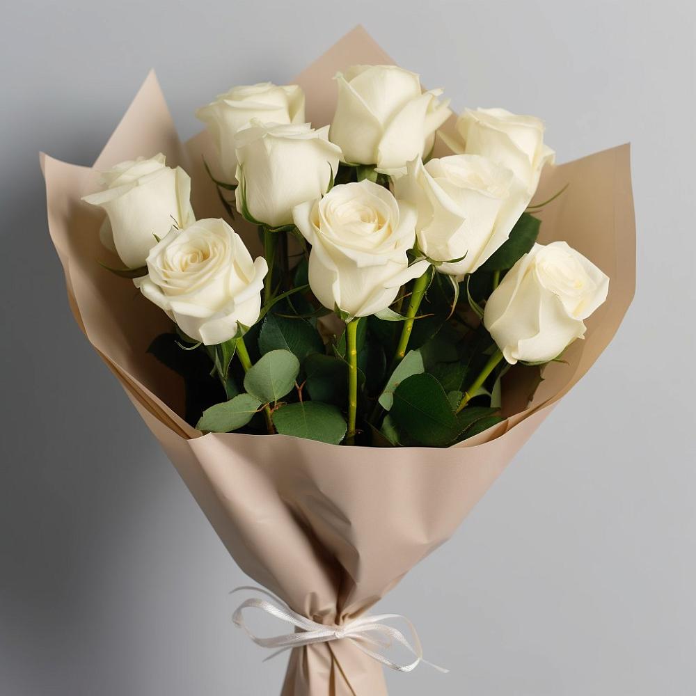 Букет 9 Белых роз Эдлесс Лав в Довольном