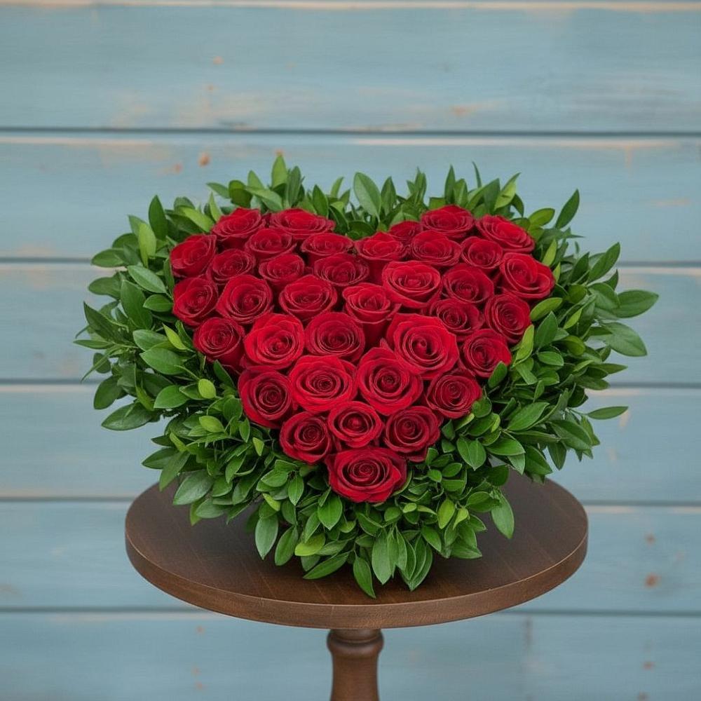 Цветочная композиция из Розы в виде сердца в Довольном