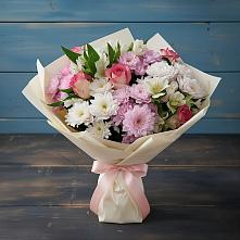 Букет цветов из:  Хризантемы, Альстромерии и Розы в Довольном