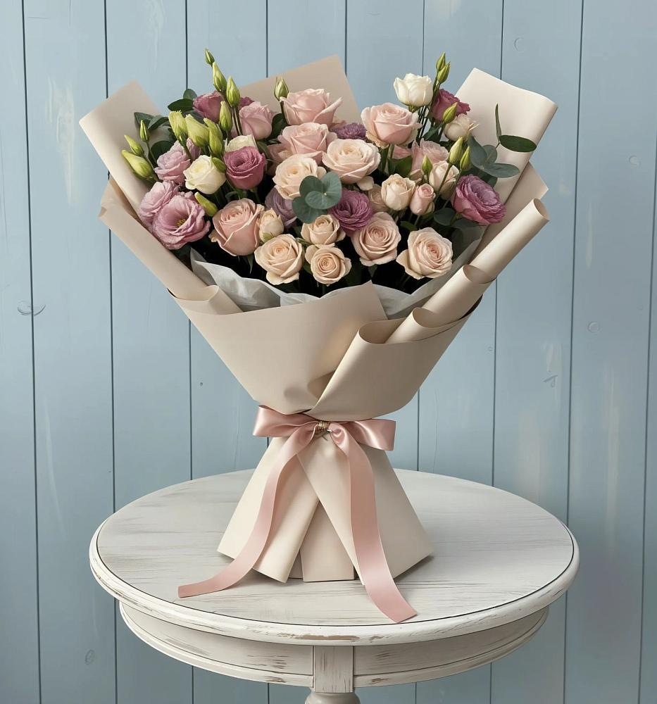 Букет цветов из: Розы и Лизиантусы в Довольном