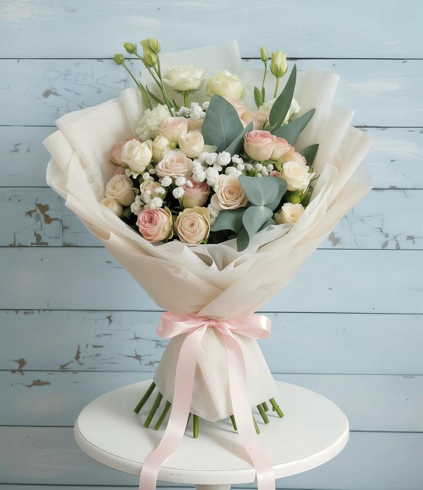 Букет цветов из: Розы и Лизиантусы в Довольном