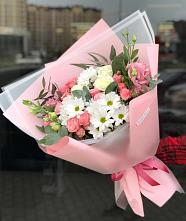 Букет цветов из:  Розы, Лизиантусы и Хризантемы в Довольном
