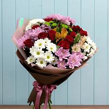 Букет цветов из:  Розы, Хризантемы и Альстромерии #REPLACE_PRED# Довольном